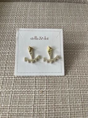 Stella & Dot Pave Triangle Earrings with Ear Jackets